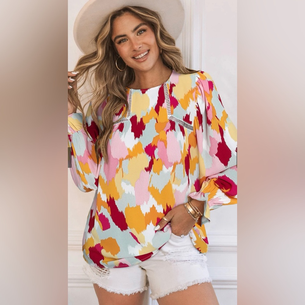Boho Long Sleeve Spring/Summer Top. Size Large.